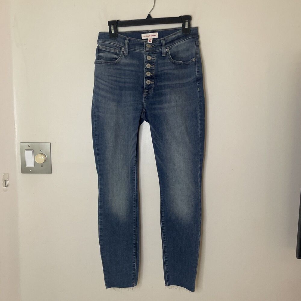 Lucky Brand Hi Rise Skinny Bridgette Ankle Jeans 6/28 (28x26) Button Fly Raw Hem
